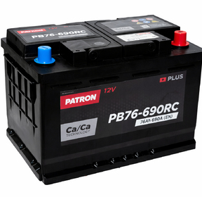 Аккумулятор Patron Plus PB76-690RC — 76 А·ч, обратная полярность, Ca/Ca